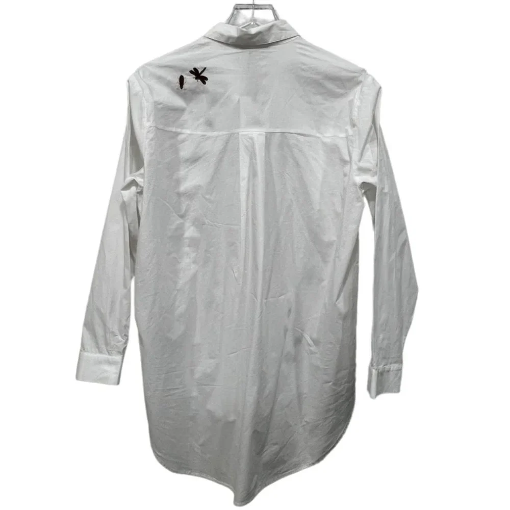 Embroidered Insect White Women's Top - Picture 5 of 9